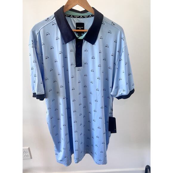 NWT Mens 2XL Kenneth Cole Golf Cart‎ Blue Performance Polo Shirt - Picture 1 of 9